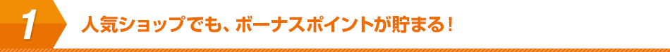 人気ショップでも、ボーナスポイントが貯まる!