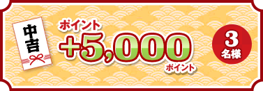 中吉 ポイント ＋5,000ポイント 3名様