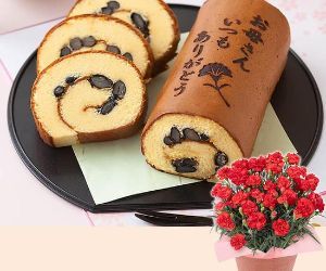 京・伏見 三源庵　黒豆ロールカステラset